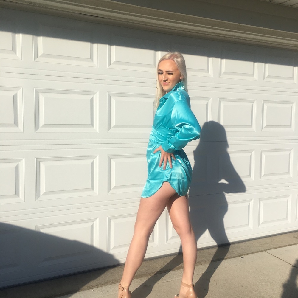 Light blue Shane Justin dress w corset